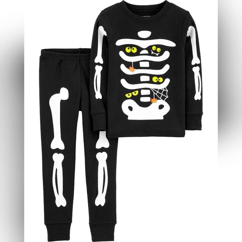 Baby 2-Piece Glow Skeleton 100% Snug Fit Cotton Pajamas Size 12months